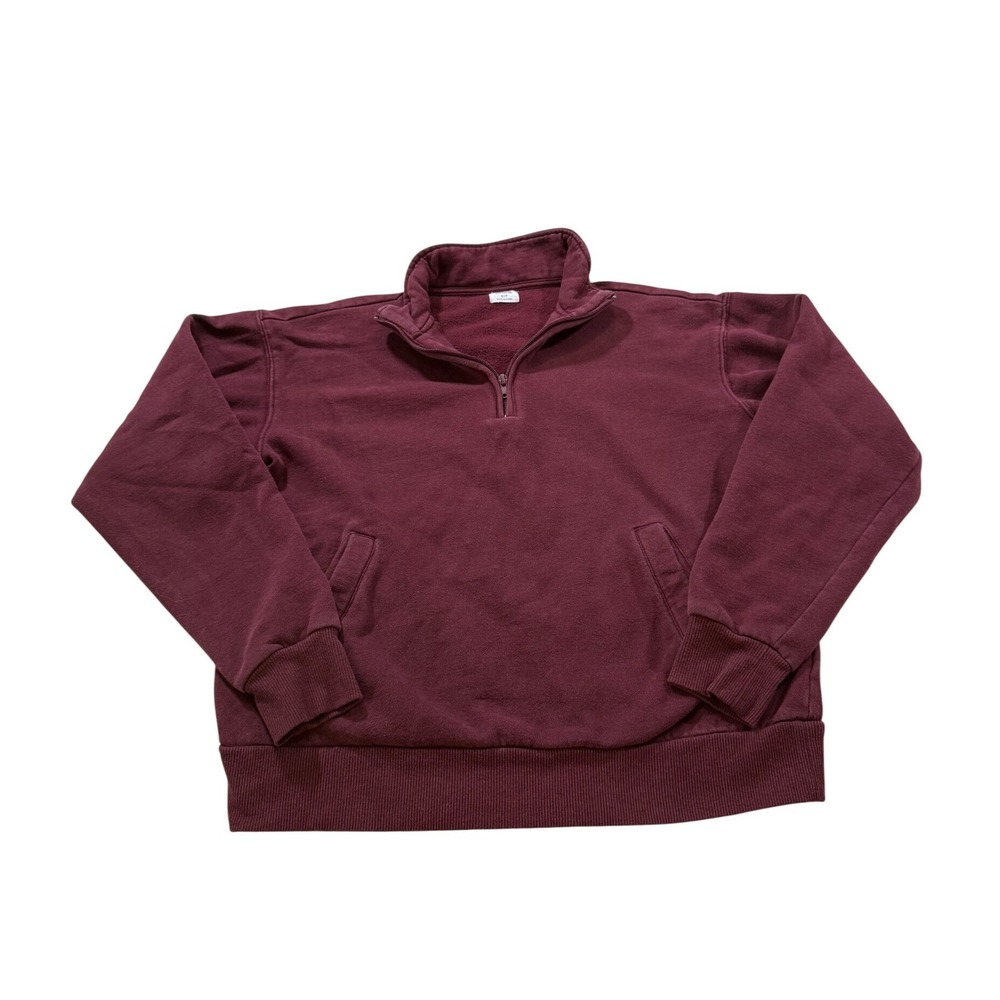 Cotton On Quarter Zip Pullover S Burgundy Fleece Loungewear Basic Fall Cozy